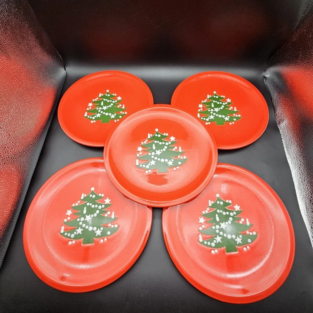5 Waechtersbach Germany Red Christmas Tree Dinner Plates 10